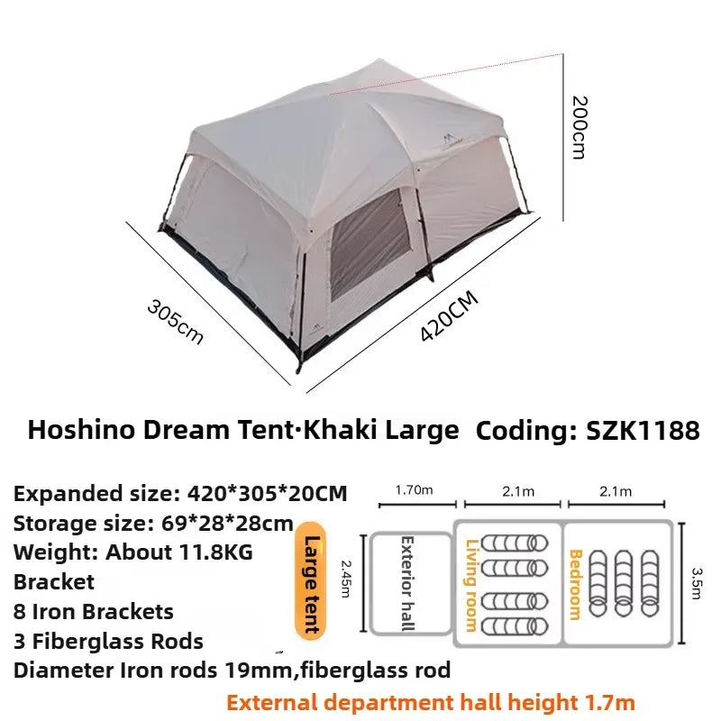 MOUNTAINHIKER Camping Family luxury Tent 3-12 Person Double Layers Oversize 2 Rooms Thickened Rainproof Outdoor Tour Equipment