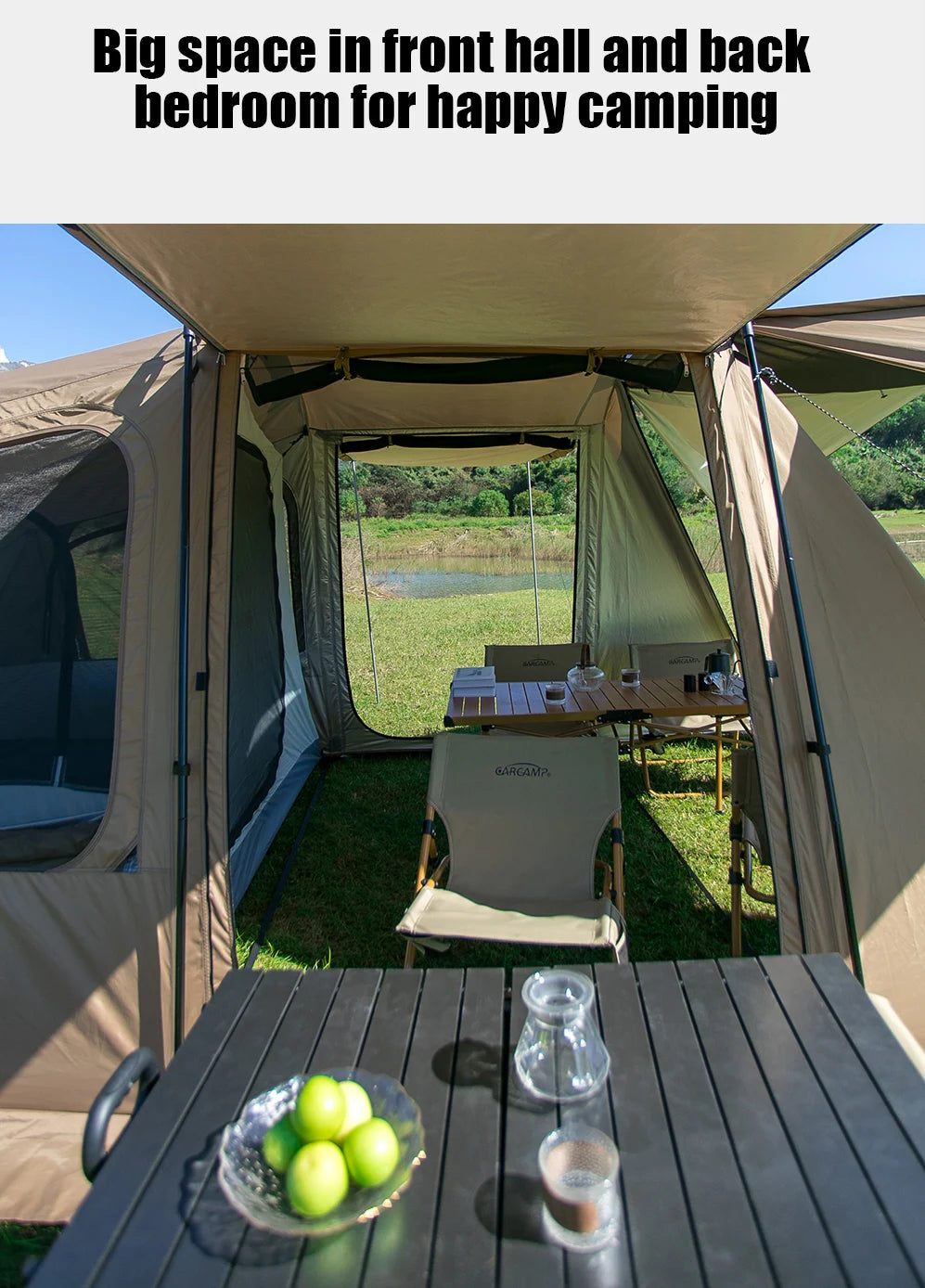 Tunnel tent 8-12 person 4-season double-layer waterproof UV resistant and windproof tent Family outdoor camping tent detachabl