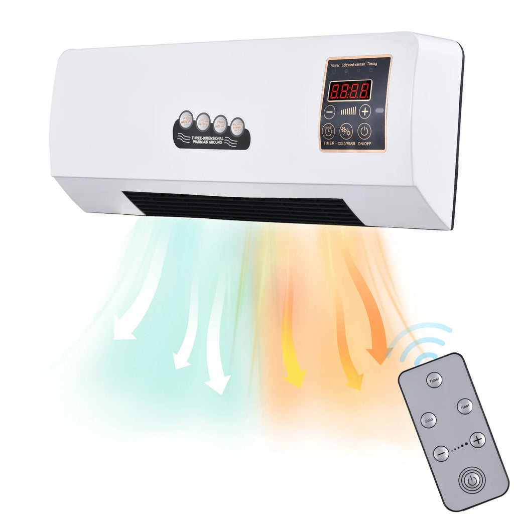 2 in 1 Wall-mounted Air Conditioner Electric Heating Fan with Remote Control Hot Wind Natural Wind Simple Air Conditioner Fan