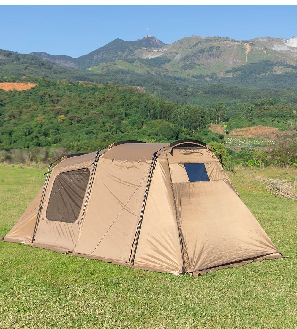Tunnel tent 8-12 person 4-season double-layer waterproof UV resistant and windproof tent Family outdoor camping tent detachabl