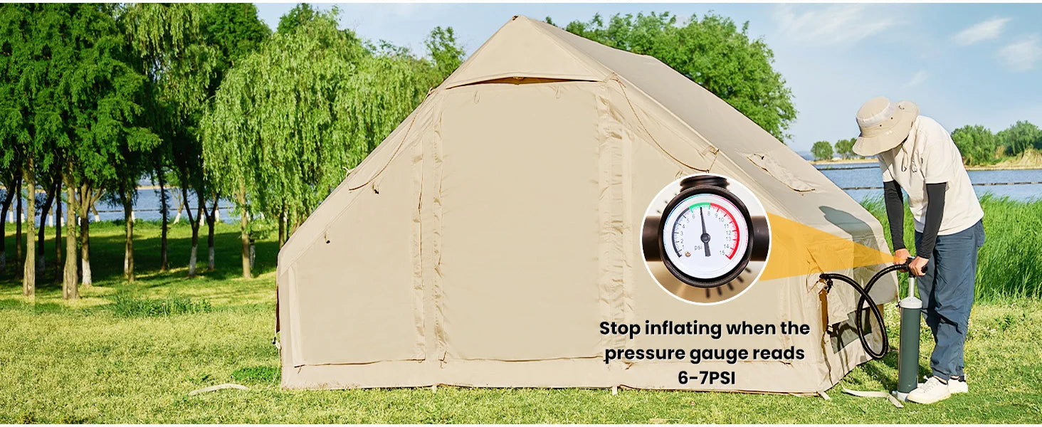 Portable Outdoor Waterproof Four Seasons Family Camping Tent 8-10 People Oxford Fabric Fashion Rooftop Travel Inflatable Triple