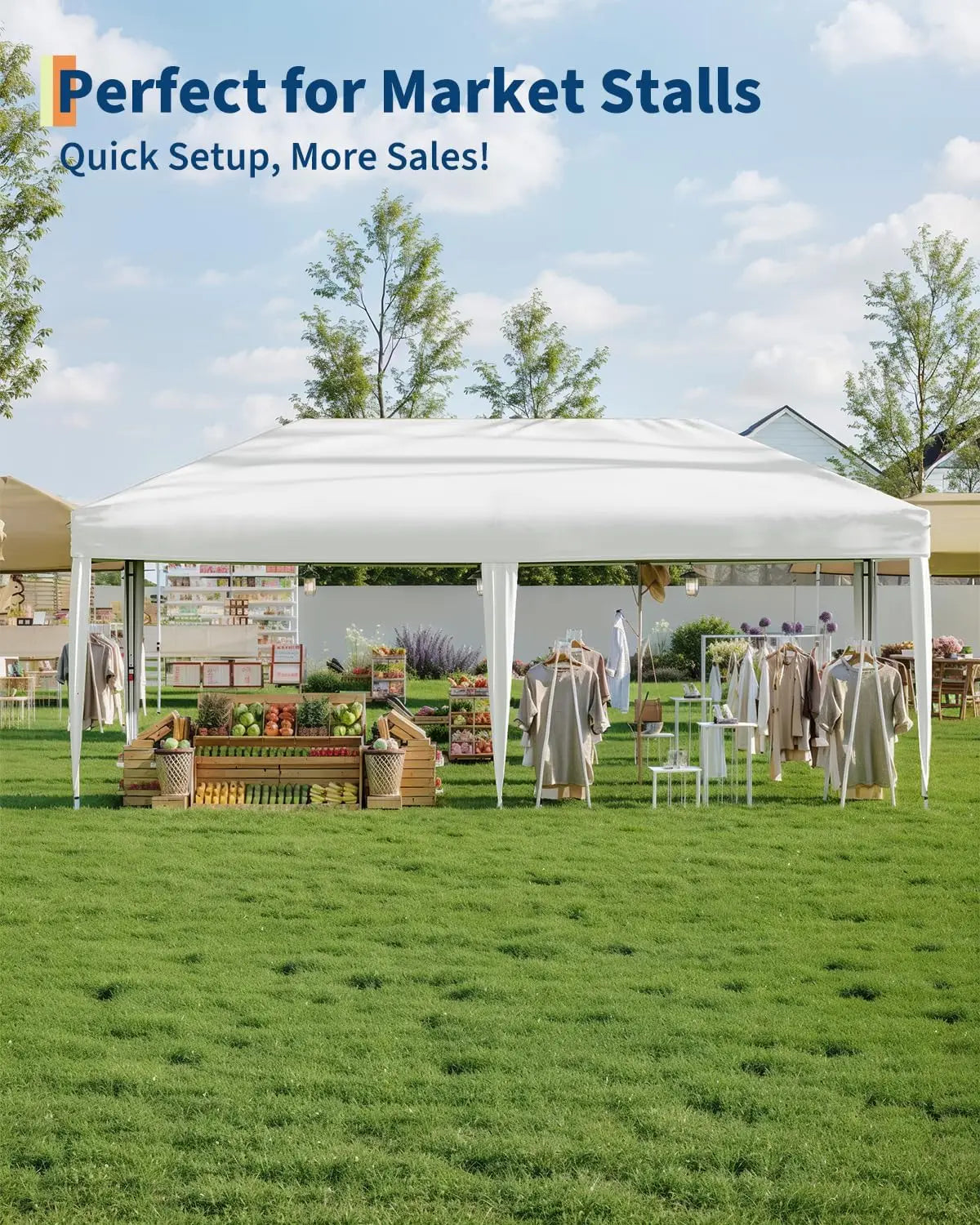 10'x20' Waterproof Pop-Up Canopy Tent  Portable Instant Party Gazebo with 6 Sidewalls & 12 Stakes | Heavy-Duty Outdoor Event Tent for Weddings, Backyard, Camping & Markets (White)