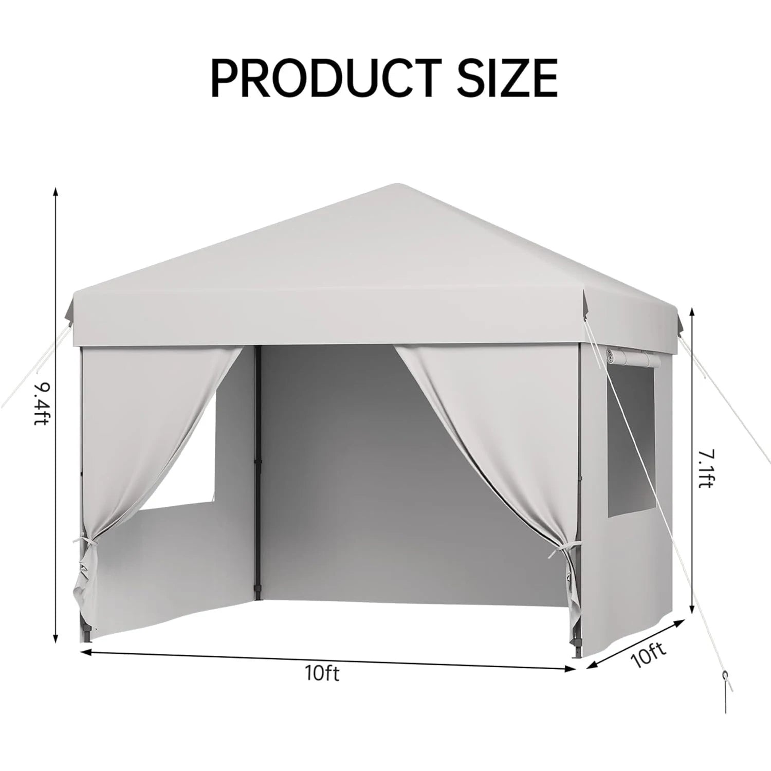 10x10 FT Pop Up Canopy Tent with Sidewalls, Heavy Duty Commercial Instant Shelter, Adjustable Waterproof Outdoor Gazebo with Carry Bag for Events, Parties, Markets