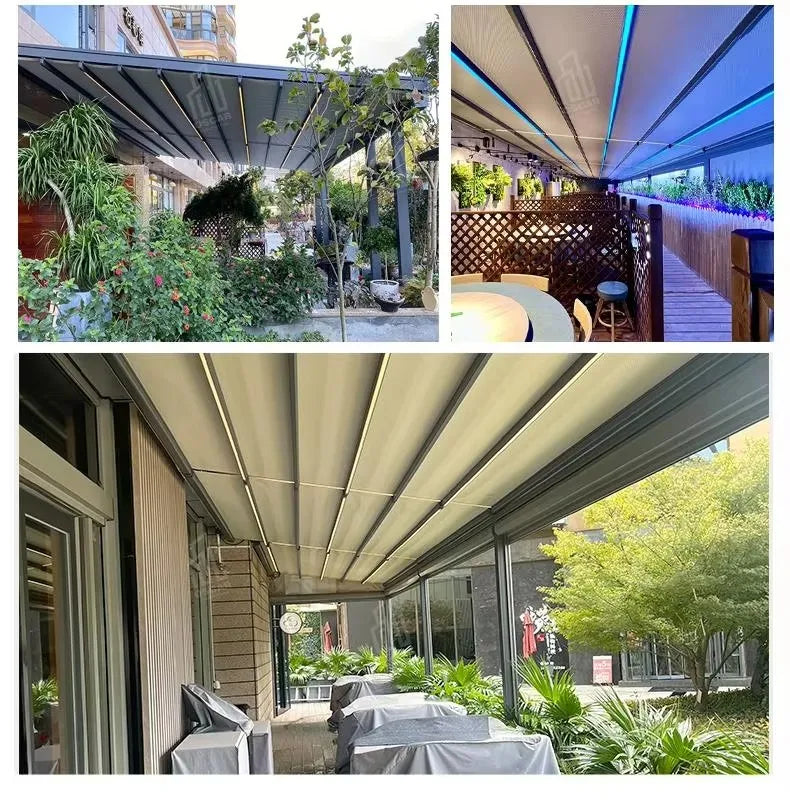 Outdoor Electronic PVC Pergola for Garden Patio and Yard Retractable Canopy Pergola