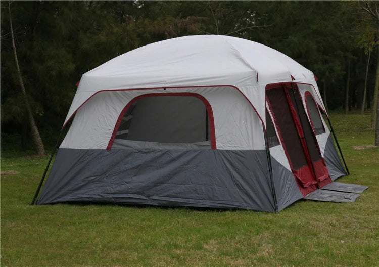 6-12Persons 2Rooms Large Space Tent Glamping Tourist Outdoor Camping Family Travel Anti-storm Suncreen Luxury UV 50+ Beach Play