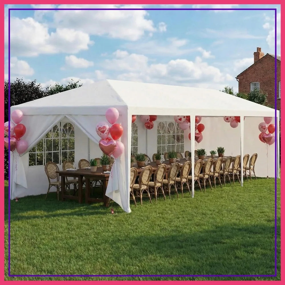 10x30 FT Party Tent with 8 Removable Sidewalls, Waterproof Outdoor Canopy for Patio, Wedding, BBQ