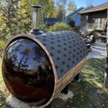Outdoor barrel traditional steam cedar wood sauna with wood burning stove