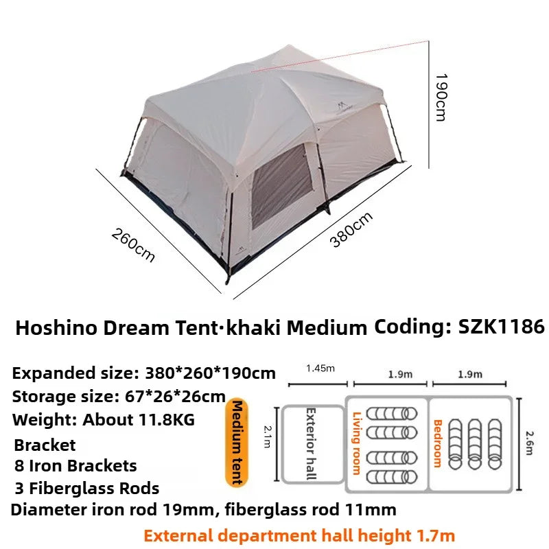 MOUNTAINHIKER Camping Family luxury Tent 3-12 Person Double Layers Oversize 2 Rooms Thickened Rainproof Outdoor Tour Equipment