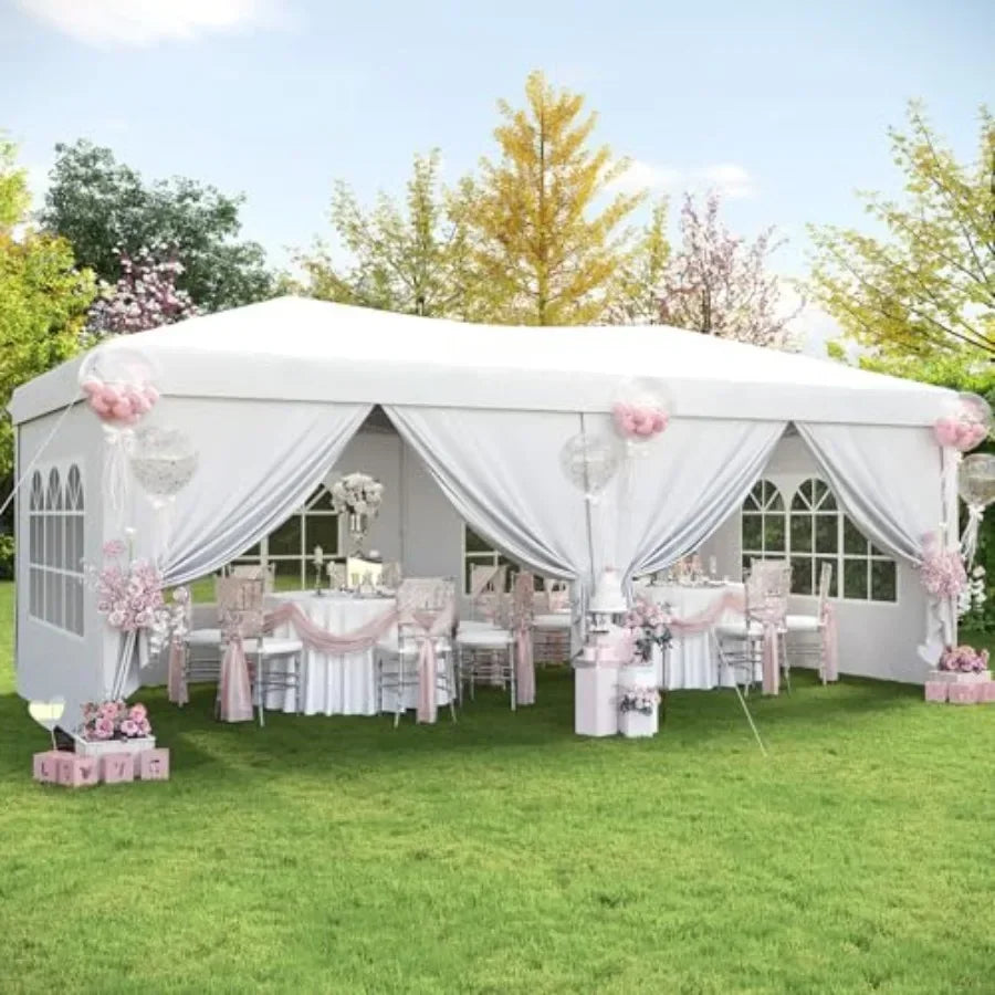 Tente Pop-Up Amovible à Montage Rapide, Tente de Fête Imperméable pour Extérieur, 3 Hauteurs Réglables, Tentes Portables pour Fêtes, Mariages et Événements Commerciaux