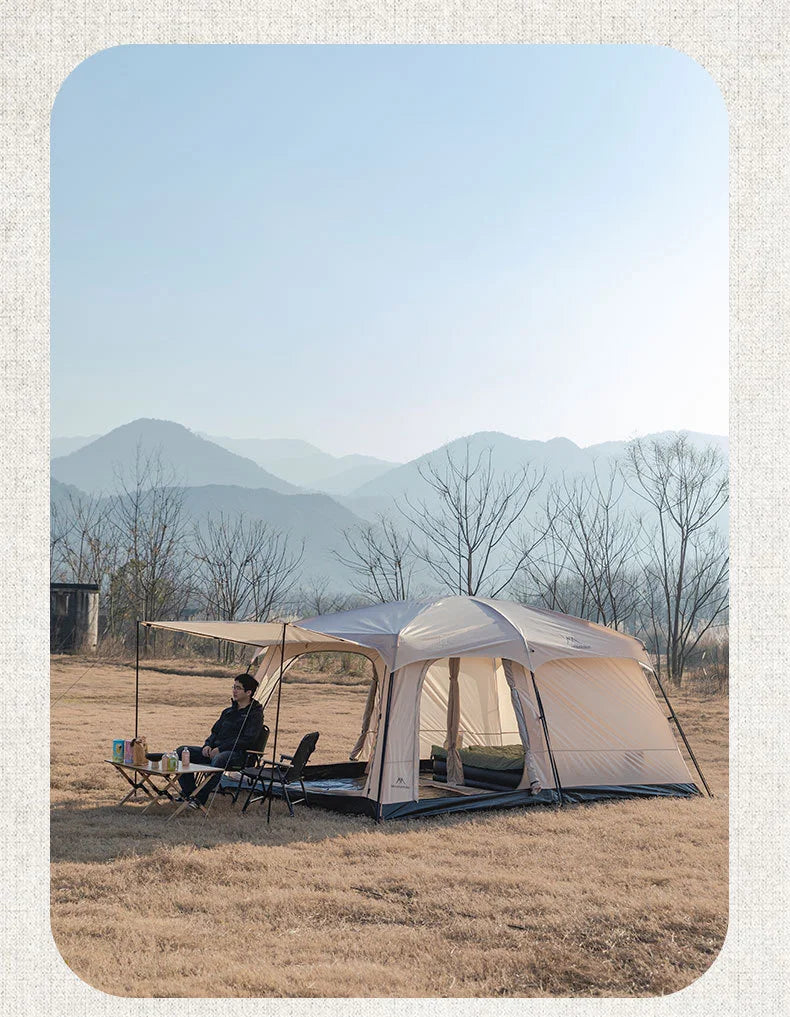 MOUNTAINHIKER Camping Family luxury Tent 3-12 Person Double Layers Oversize 2 Rooms Thickened Rainproof Outdoor Tour Equipment