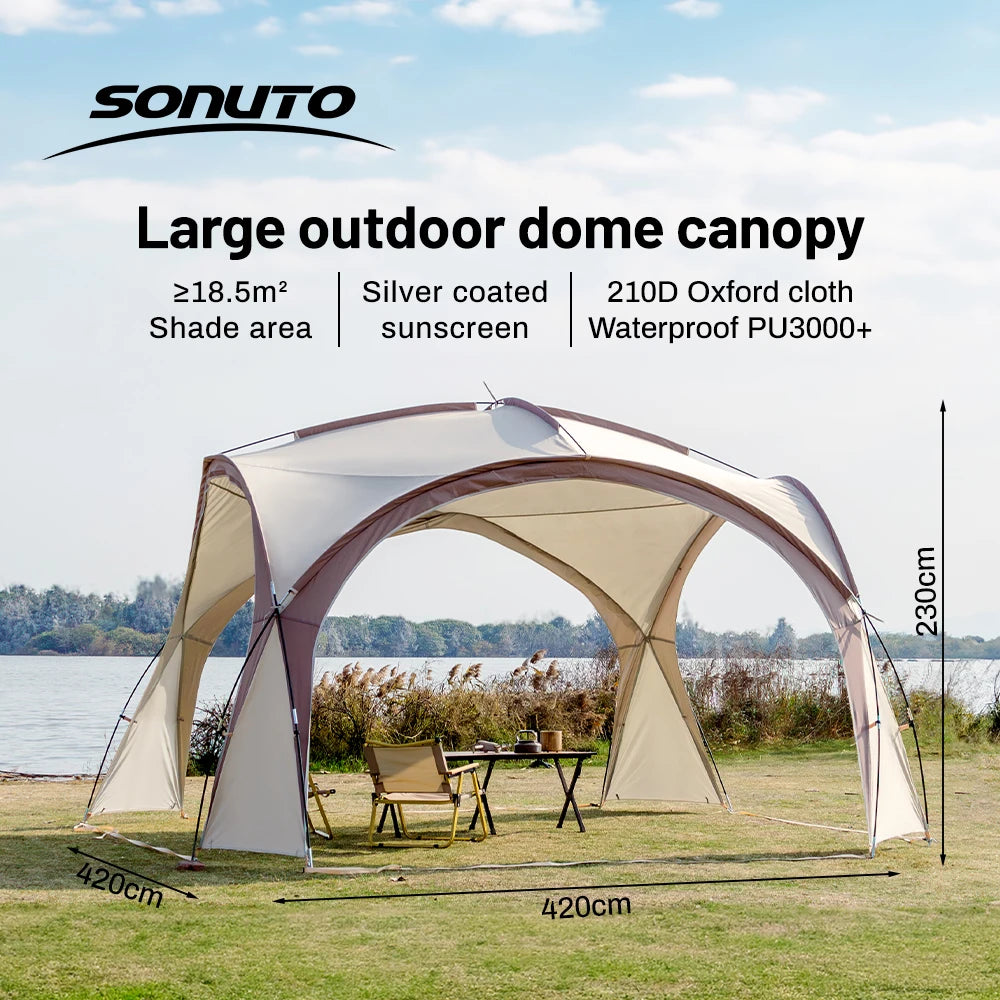 Sonuto 8-13 Person Camping Tent Sun Rainproof & Anti-Mosquito Large Car Awning Compact Foldable Outdoor Pavilion for Family