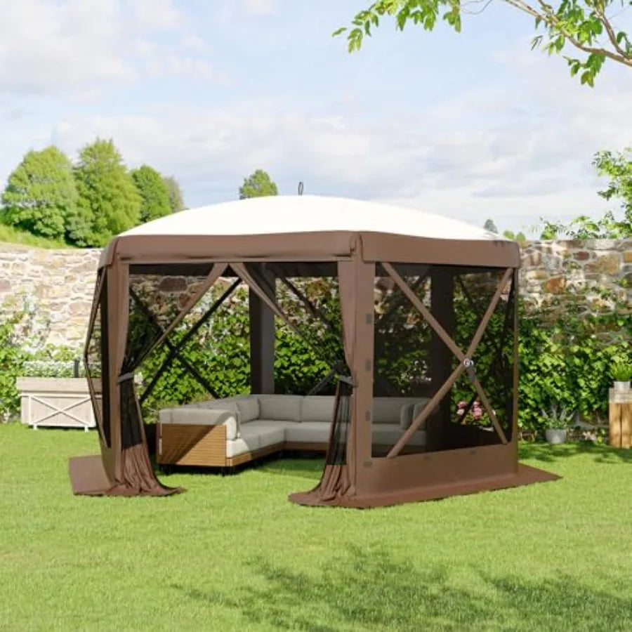 13x13FT 6-Sided Pop Up Canopy Tent One-Push Setup Canopy Tent with Removable Canopy Top and Wind Cloths, Outdoor shelter for Ca