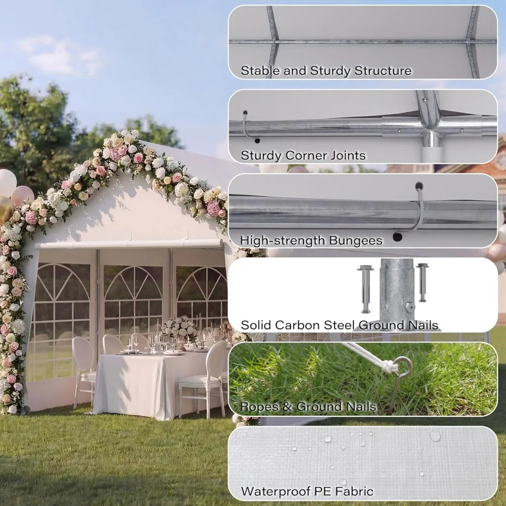 20x40 Party Tent, Heavy Duty White Wedding Canopy with Removable Sidewalls & Steel Frame, Event Shelter Tent for, Customized