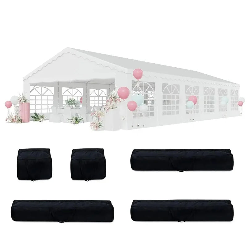20x40ft Heavy Duty Party Tent Removable Sidewalls 2 Roll-up Doors 4 Storage Bags Outdoor Wedding Canopy White, Customized