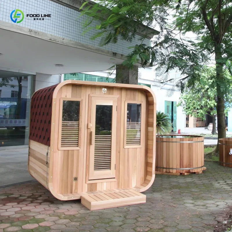 Sauna personnalisé en bois traditionnel pour 2-3 personnes, en cèdre rouge et en hemlock canadien, pour l'extérieur
