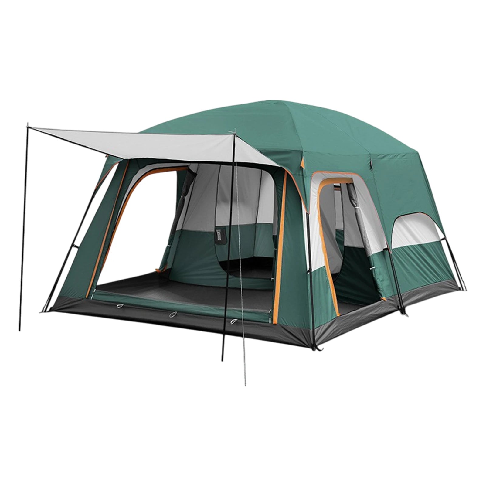 3-12 Person Double Layers Oversize  Outdoor Camping Family Tent  2 Rooms Thickened Rainproof Outdoor Family Camp Tour Equipment