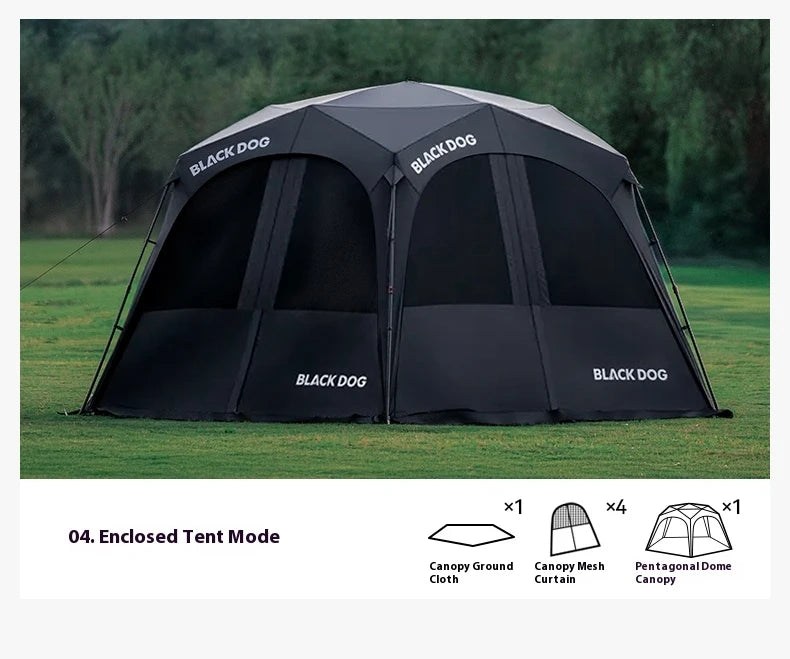 Naturehike BLACKDOG Camping Dome Tent Sunshade 150D Oxford Cloth Combination Buckle or Zipper Outdoor Travel Tent With Chimney