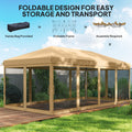 10x20 Pop Up Canopy Tent Water Resistant with Mesh Netting Heavy Duty Instant Sun Shelter Large Portable for Patio Garden Beige