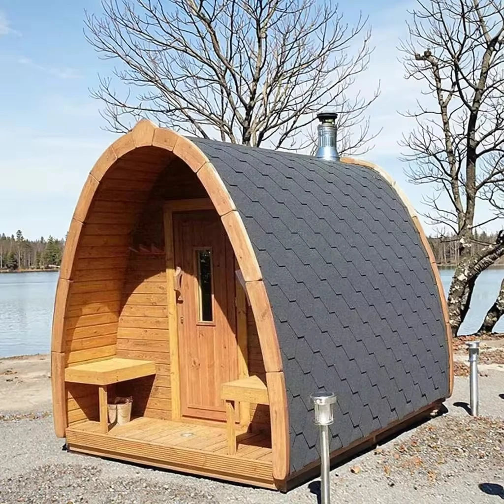 Sauna panoramique extérieur sur mesure, cabine de vapeur ronde, anti-corrosion, anti-fissuration, durable, chauffage intégré, spa à domicile