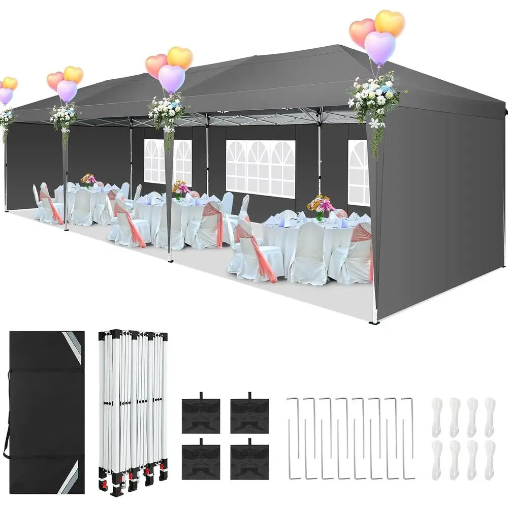 10x30 Pop  Canopy Tent with 5 Sidewalls Party Tents for Parties Wedding Backyard Waterproof Outdoor Commercial Canopy Event w