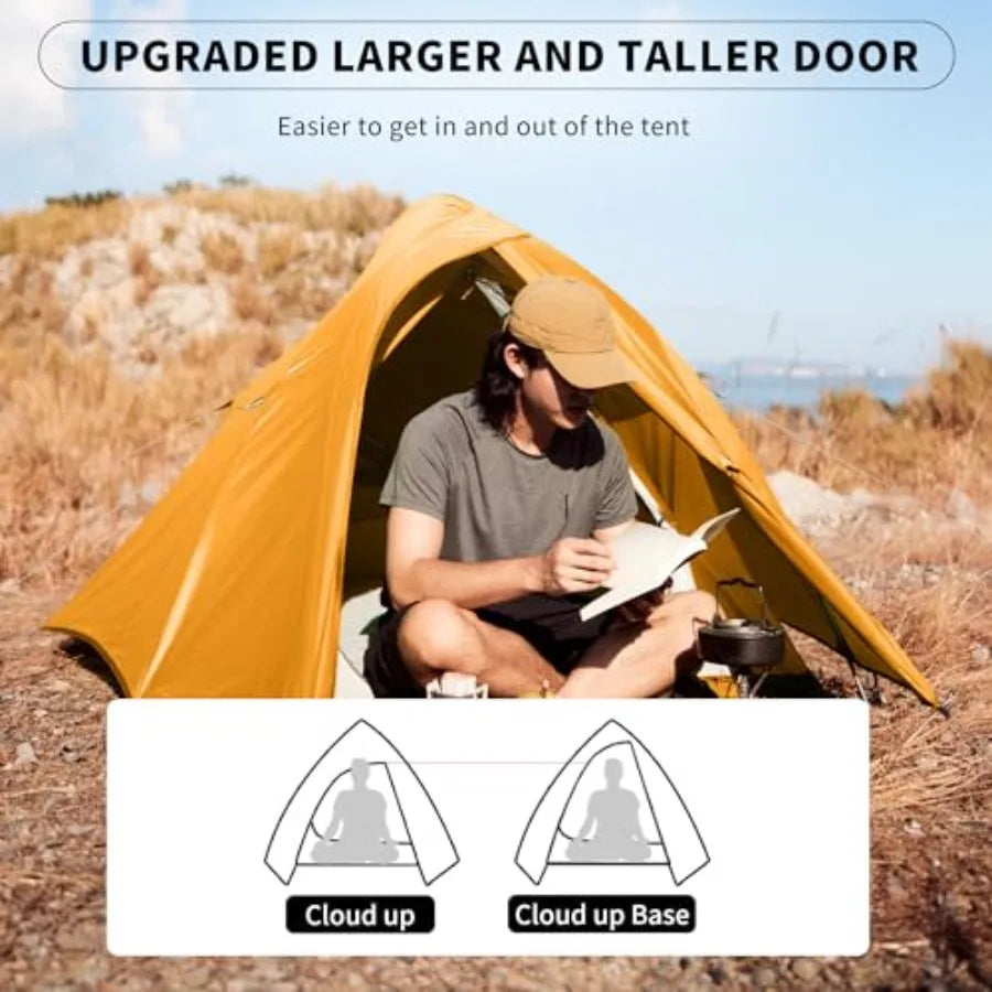 Backpacking tent for 2 persons, ultralight nylon with waterproof coating, gray color, freestanding design with included footpri