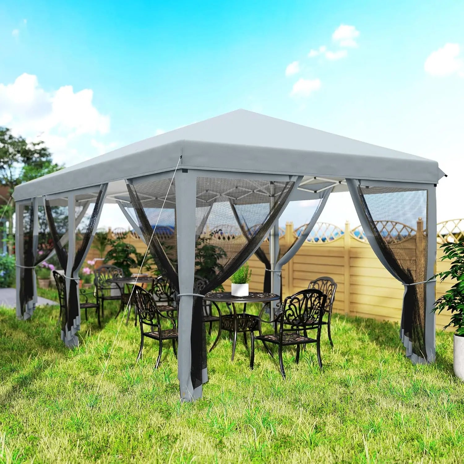 10x20 Pop Up Canopy Tent with Netting Heavy Duty Instant Sun Shelter for Outdoor Garden Patio Parties Carry Bag, Custom