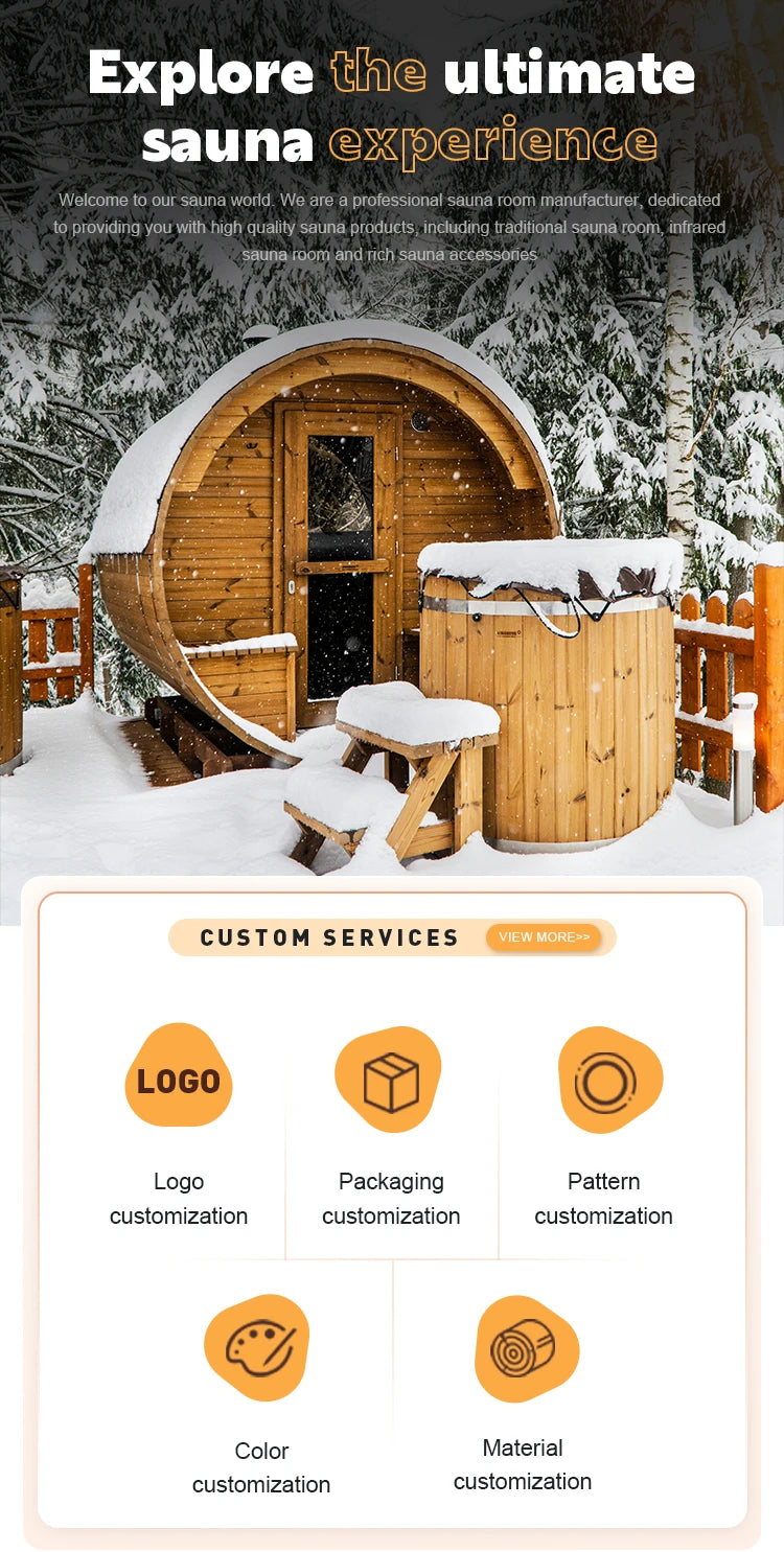 Sauna familial extérieur durable en bois de pin, sauna traditionnel à vapeur