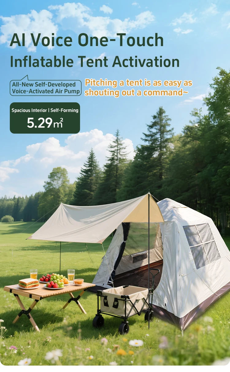 Outdoor Park Camping Glamping Tent Multi-person 4-5 People Tent Hiking Mountain Hiker Inflatable Tent Portable Rainproof Tent