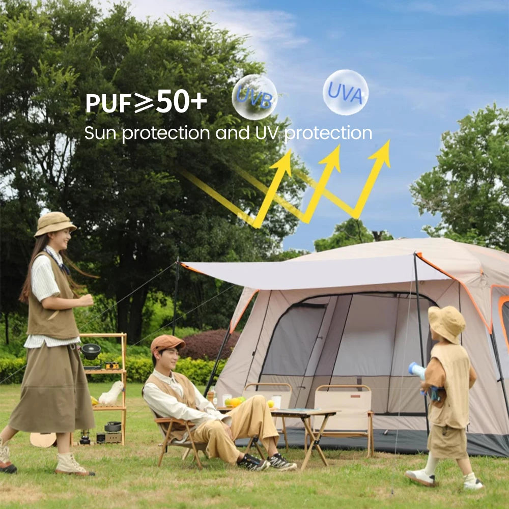 Outdoor Camping Tent for 3-12 People, Double Layers, Oversized 2 Rooms, Thickened, Rainproof, Waterproof Family Tent, Large Tent