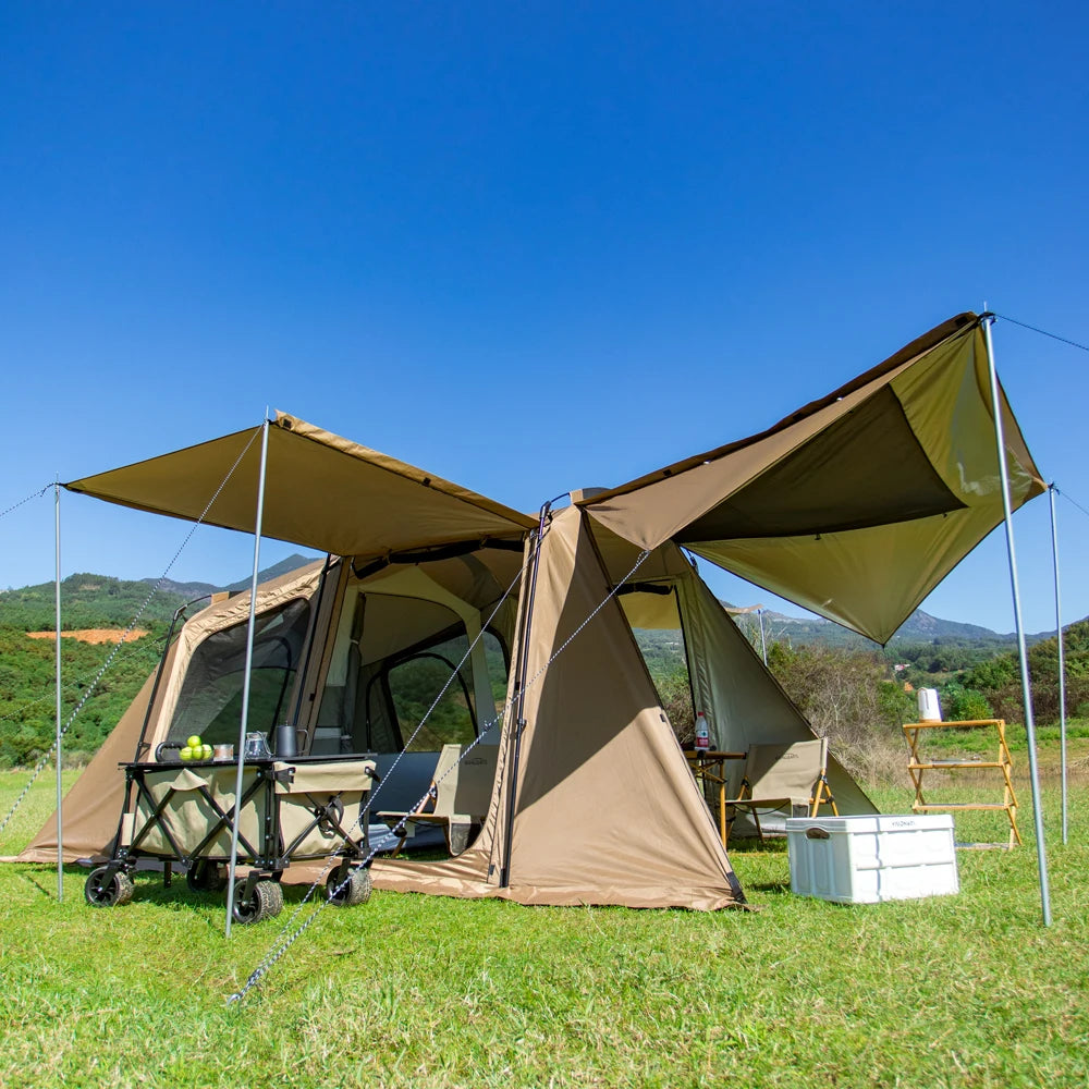 Tunnel tent 8-12 person 4-season double-layer waterproof UV resistant and windproof tent Family outdoor camping tent detachabl