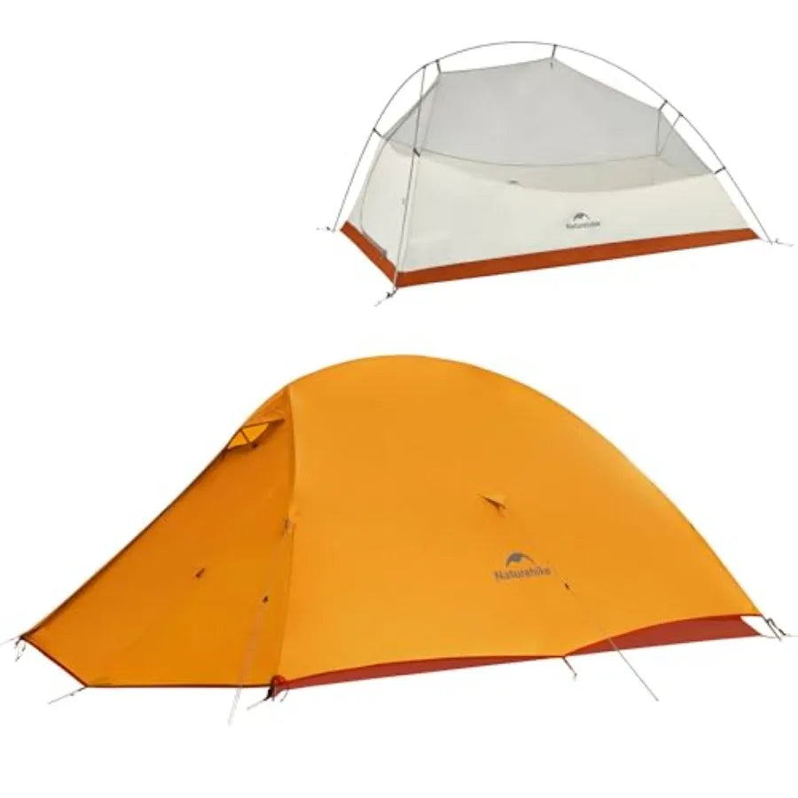 Backpacking tent for 2 persons, ultralight nylon with waterproof coating, gray color, freestanding design with included footpri