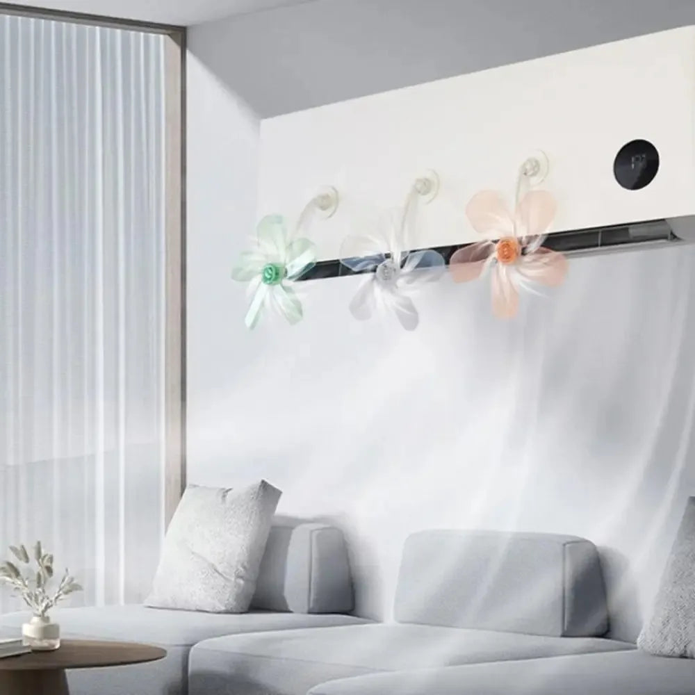 3Pcs Wall Mounted Conditioning Guide Fan Adjustable Plastic Air Conditioner Windshield Anti Direct Blowing Windmill Shaped