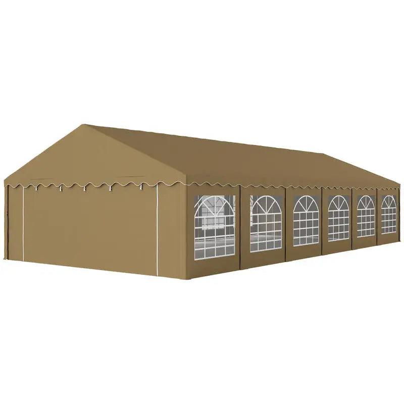 [Free Shipping] 20' x 40' Party Tent, Outdoor Canopy Tent with Removable Sidewalls, 12 Windows for Parties, Wedding, Events, BBQ, Brown