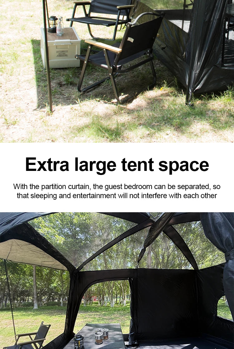 Outdoor Camping Family Tent 3-12 Person Double Layers Oversize 2 Rooms Thickened Rainproof Canopy Family Camp Tour Equipment