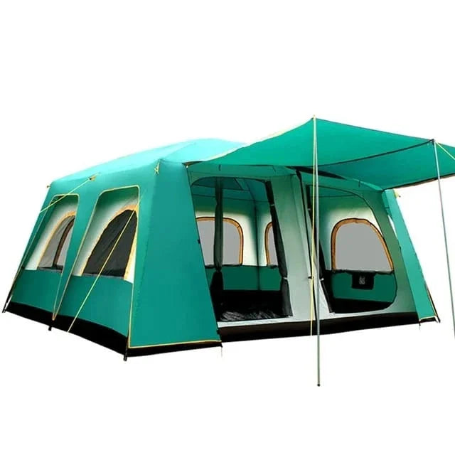 2026New Outdoor 8-12 People Double Rain And Sun Protection Family Road Trip Picnic Camping Two Rooms Tent