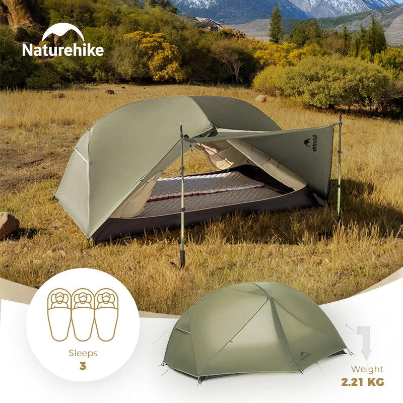 Naturehike Mongar Pro 123 Ultralight Three Season Outdoor Waterproof 20D Nylon Hiking Tent 2 Person Rucksack Camping Riding Tent