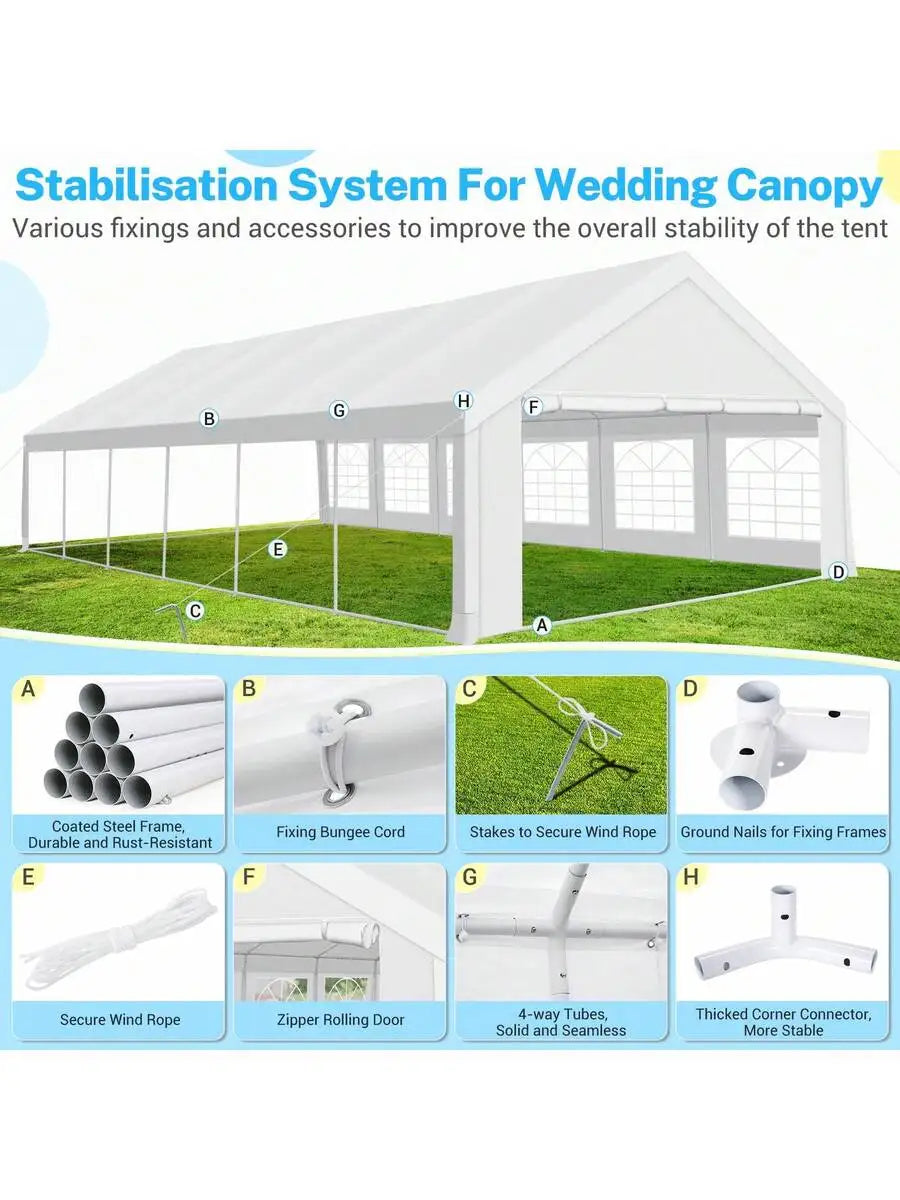 20x40 Ft Heavy Duty Outdoor Party Tent With Removable Sidewalls UV50+ Waterproof Canopy