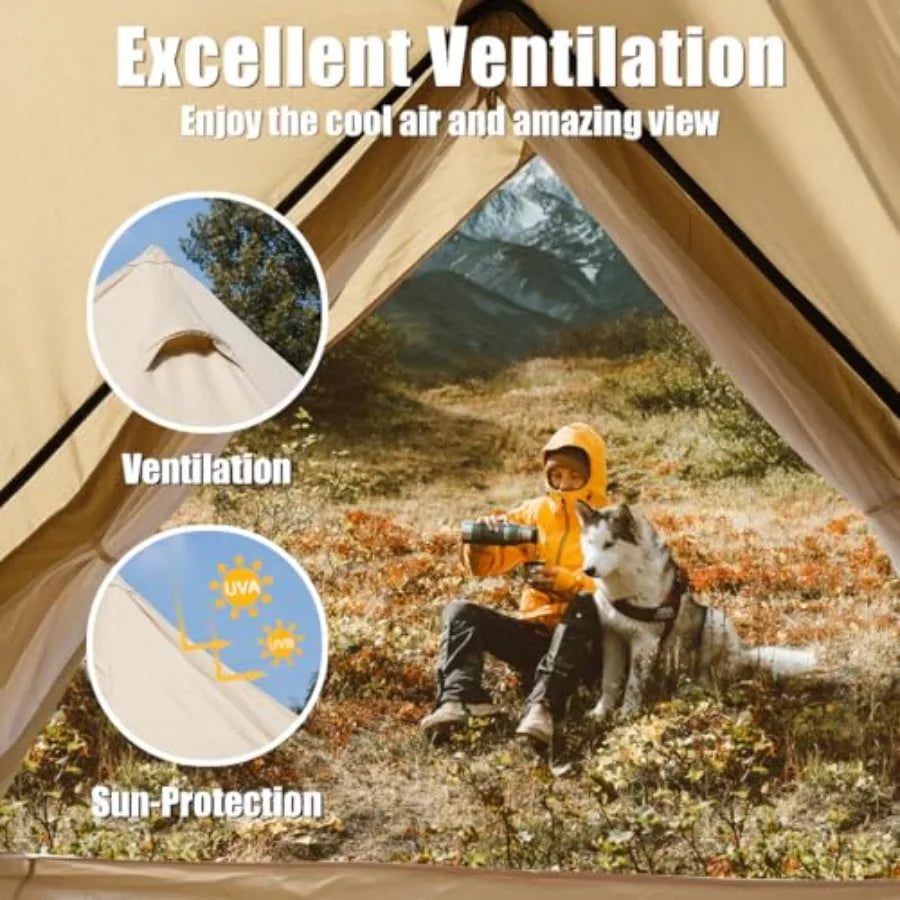 Canvas Bell Tent Yurt Tent 4 Seasons for Camping 100% Cotton Glamping Tents with Stove Jack Family Camping Outdoor Hunting Part