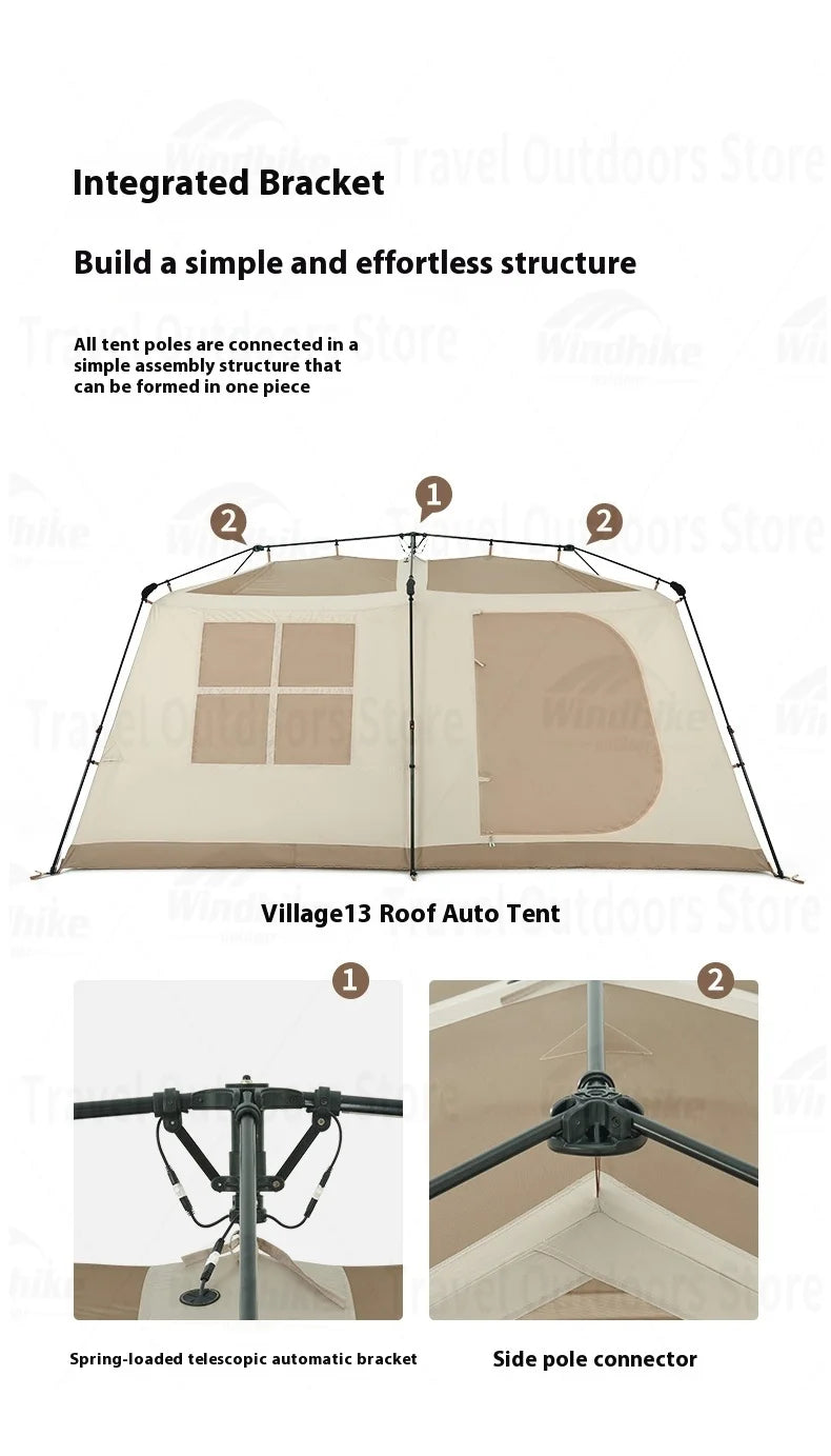 Naturehike Village 13㎡ Automatic Tent Camping Quick Opening Tents UPF50+ Breathable Tent PU2000mm Outdoor Travel For 4 Seasons