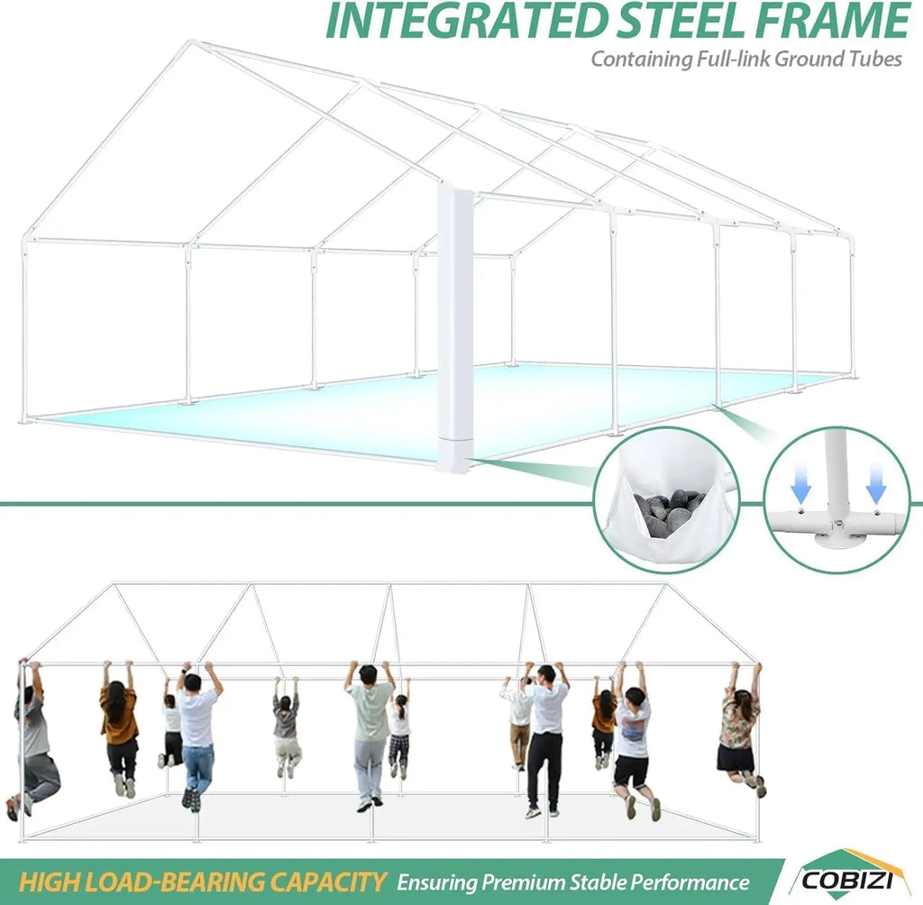 20x30 Party Tent Heavy Duty Canopy Wedding Gazebo Outdoor Event Shelter BBQ Waterproof White