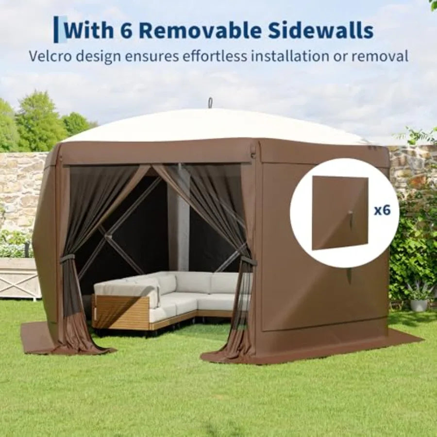 13x13FT 6-Sided Pop Up Canopy Tent One-Push Setup Canopy Tent with Removable Canopy Top and Wind Cloths, Outdoor shelter for Ca
