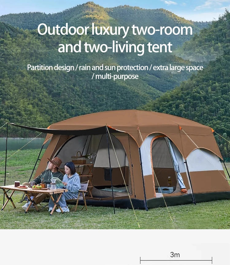 4-12 Person Camping Tent Family Waterproof Sunproof 210D Oxford Windproof 2 Room Tent 4 Season Outdoor Backpacking Equipment