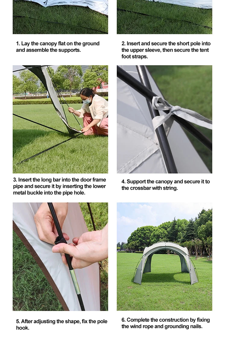 Sonuto 8-13 Person Camping Tent Sun Rainproof & Anti-Mosquito Large Car Awning Compact Foldable Outdoor Pavilion for Family