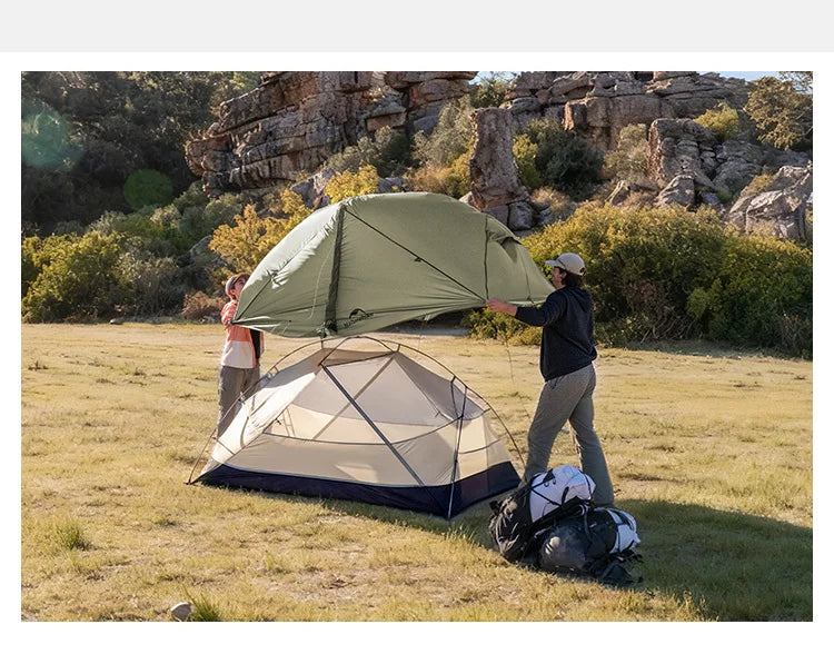 Naturehike Mongar Pro 123 Ultralight Three Season Outdoor Waterproof 20D Nylon Hiking Tent 2 Person Rucksack Camping Riding Tent