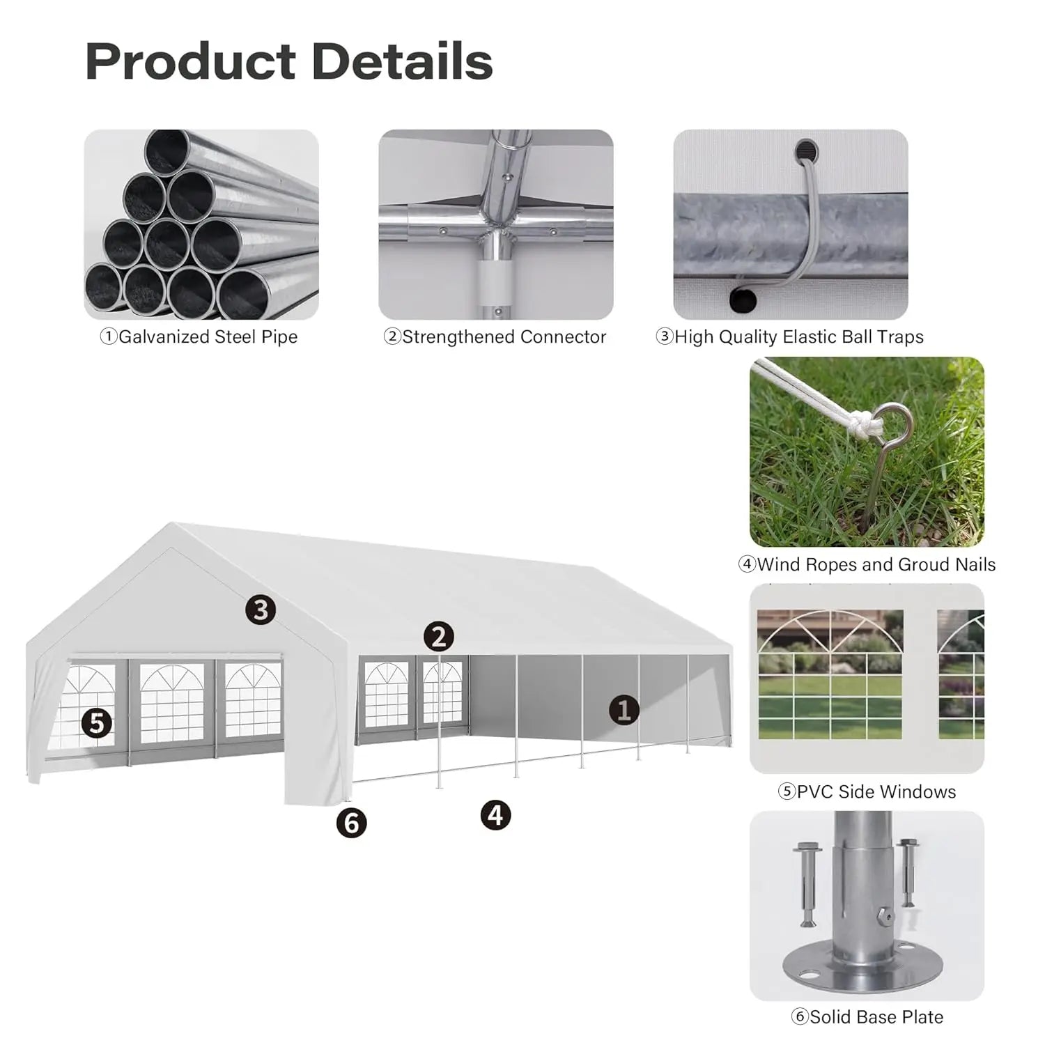 20x40 Party Tent, Heavy Duty White Wedding Canopy with Removable Sidewalls & Steel Frame, Event Shelter Tent for, Customized