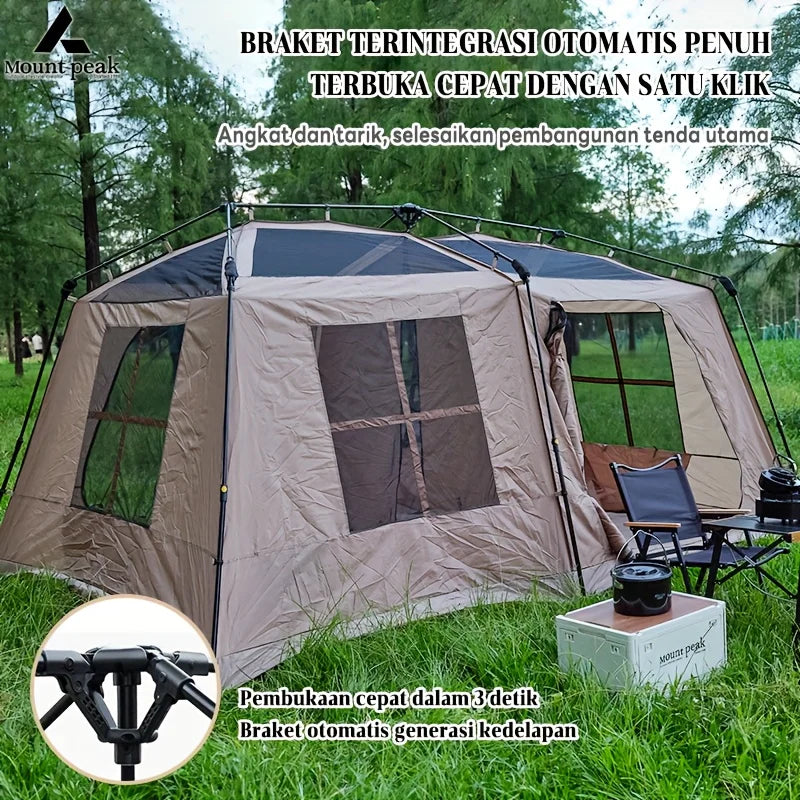 Mount Peak Automatic Large Camping Tent 3-8 People Quick Set Up Ridge Tent with Canopy, Suitable for Outdoor Wilderness Adventur