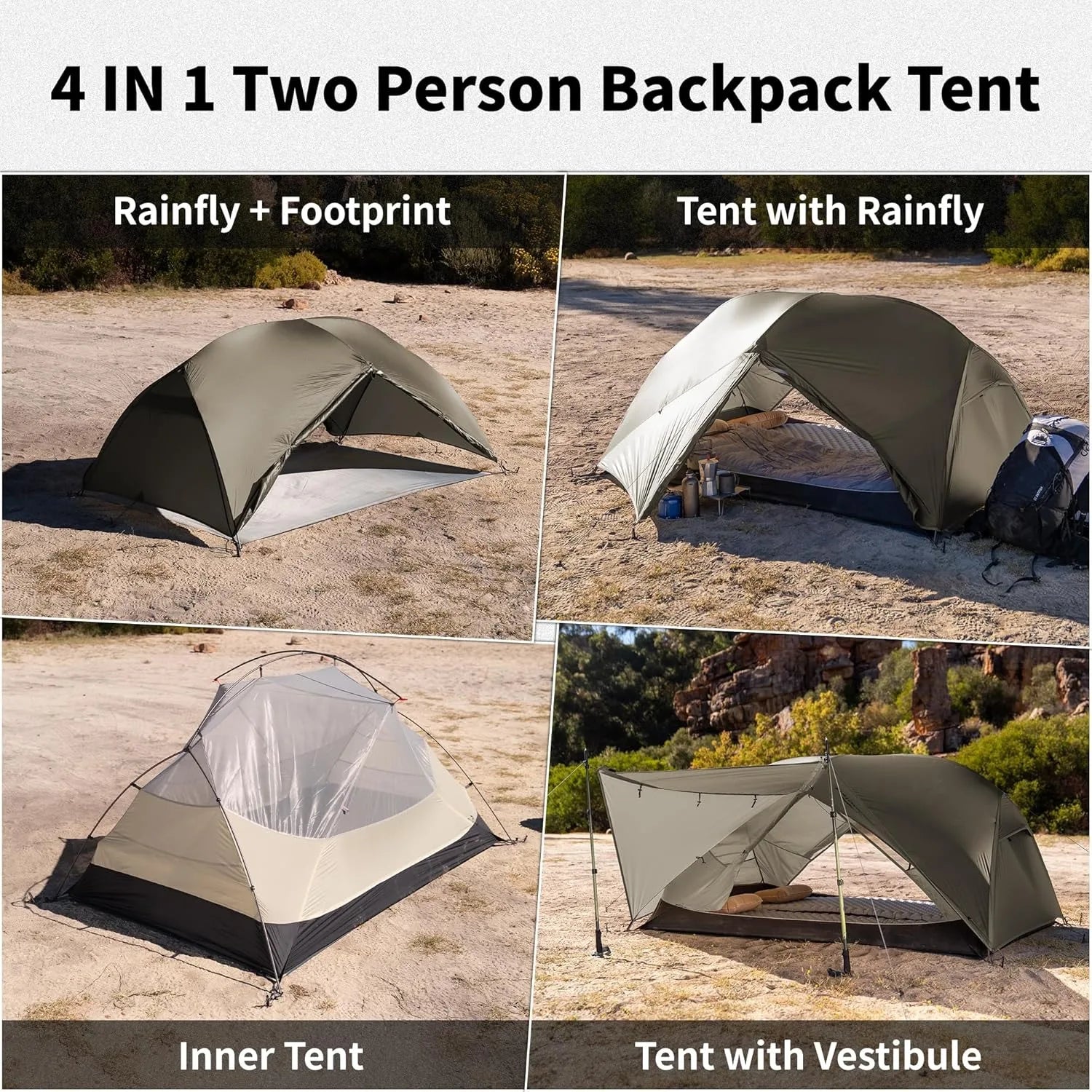 Naturehike Mongar Pro 123 Ultralight Three Season Outdoor Waterproof 20D Nylon Hiking Tent 2 Person Rucksack Camping Riding Tent