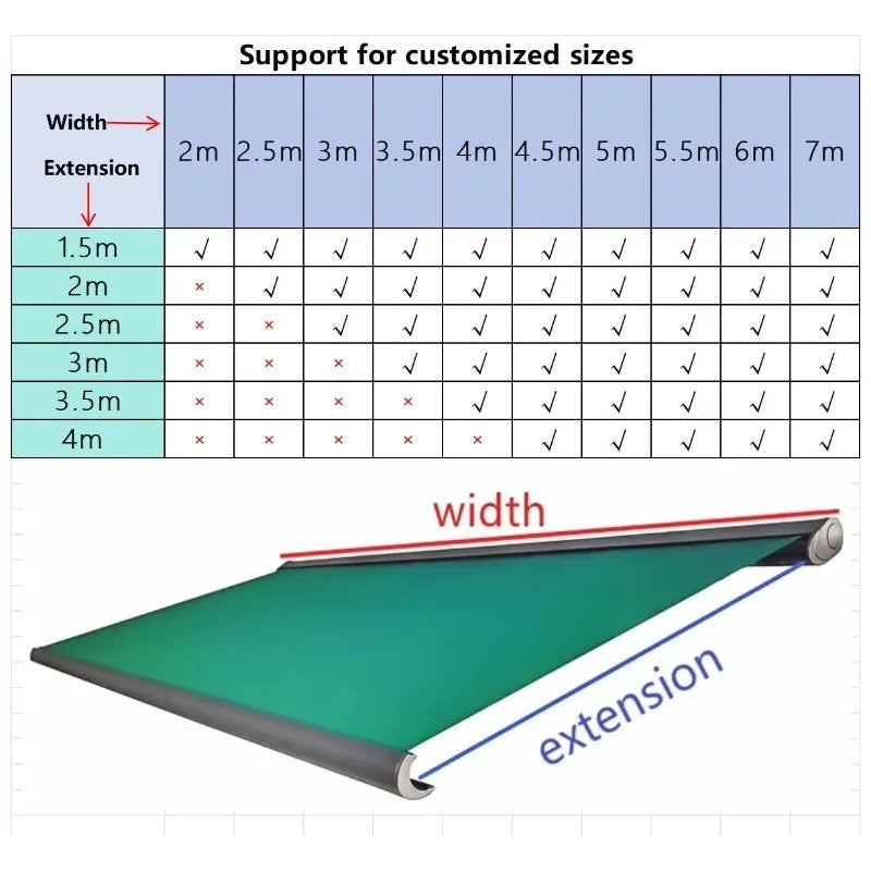Automatic Awning Outdoor Cassette Foldable Awning Sun Shades Outdoor Retractable Awning Garden Buildings