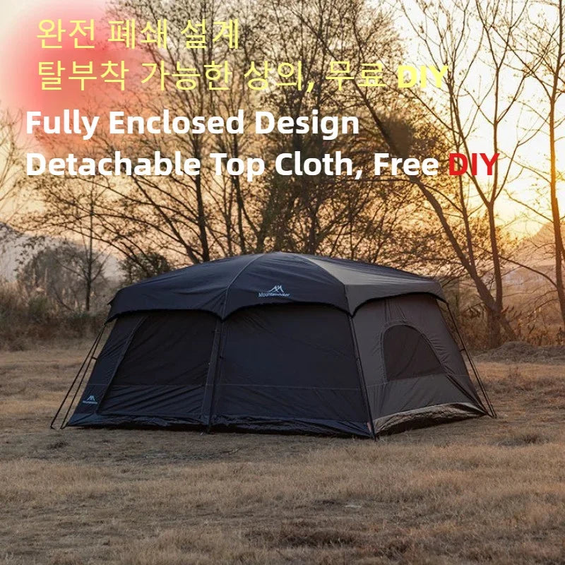 MOUNTAINHIKER Camping Family luxury Tent 3-12 Person Double Layers Oversize 2 Rooms Thickened Rainproof Outdoor Tour Equipment