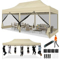 10x20 Heavy Duty Pop  Canopy Tent with 6 Sidewalls, Easy Set  Outdoor Waterproof Screen Commercial Party Tent with Mosquito